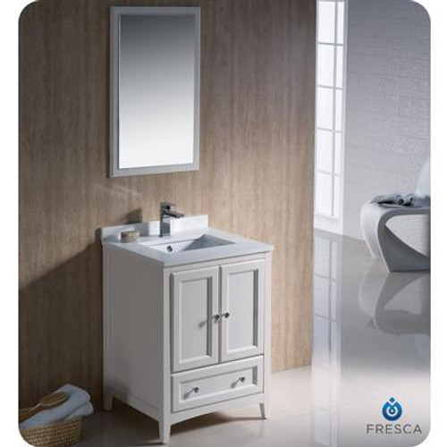Oxford 24 Inch Antique White Traditional Bathroom Vanity