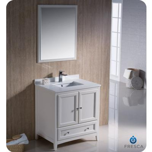 Oxford 30 Inch Antique White Traditional Bathroom Vanity