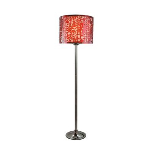 Paisley Acrylic Shade and Bead Floor Lamp - Red Red