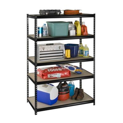 5 Shelf Heavy Duty Riveted Storage Rack With Particle Board Shelves