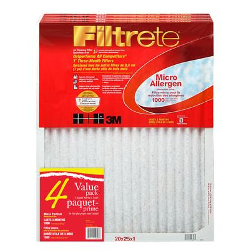 3M Filtrete 20x25 Micro Allergen Reduction Filter 4-Pack