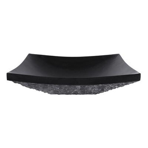 Rectangular Stone Vessel in Black Granite with Rough Exterior