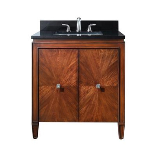 Brentwood 31 Inch Vanity with Black Granite Top in New Walnut Finish (Faucet not included)