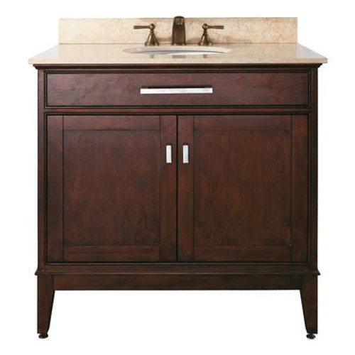 Madison 36 Inch Vanity with Beige Marble Top And Sink in Light Espresso Finish (Faucet not included)