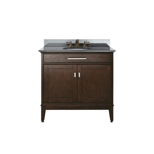 Madison 36 Inch Vanity with Black Granite Top And Sink in Light Espresso Finish (Faucet not included)