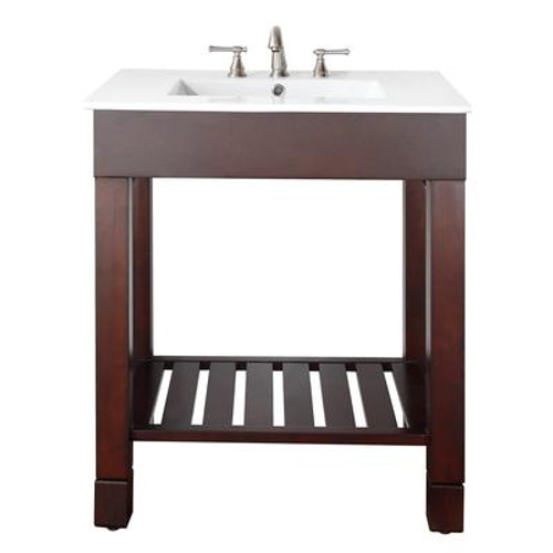 Loft 30 Inch Vanity with Integrated VC Top in Dark Walnut Finish (Faucet not included)