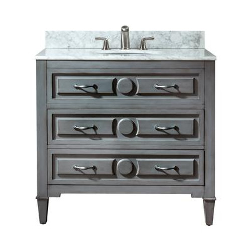 Kelly 36 Inch Vanity with Galala Beige Marble Top in Grayish Blue Finish (Faucet not included)