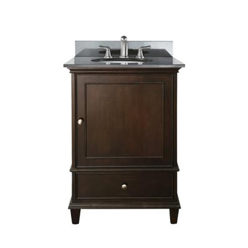 Windsor 24 Inch Vanity with Black Granite Top And Sink in Walnut Finish (Faucet not included)