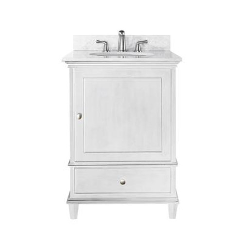 Windsor 24 Inch Vanity with Carrera White Marble Top And Sink in White Finish (Faucet not included)