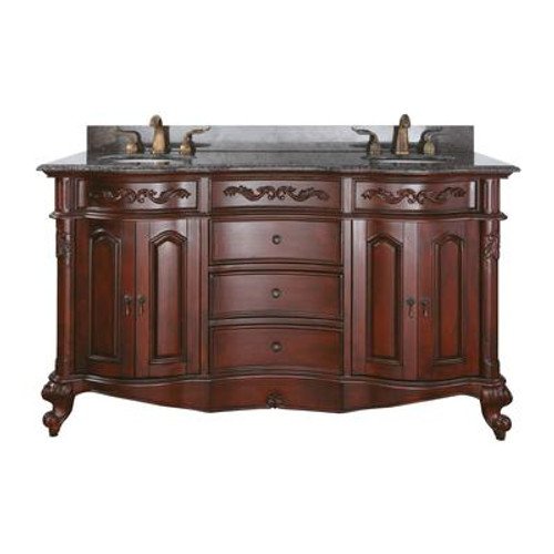 Provence 60 Inch Vanity Only in Antique Cherry Finish (Faucet not included)