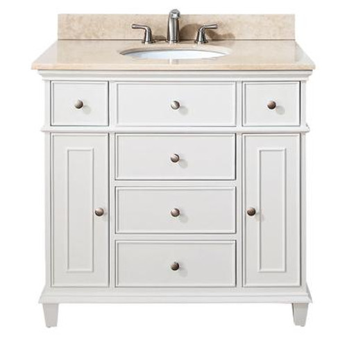 Windsor 36 Inch Vanity Only in White Finish (Faucet not included)