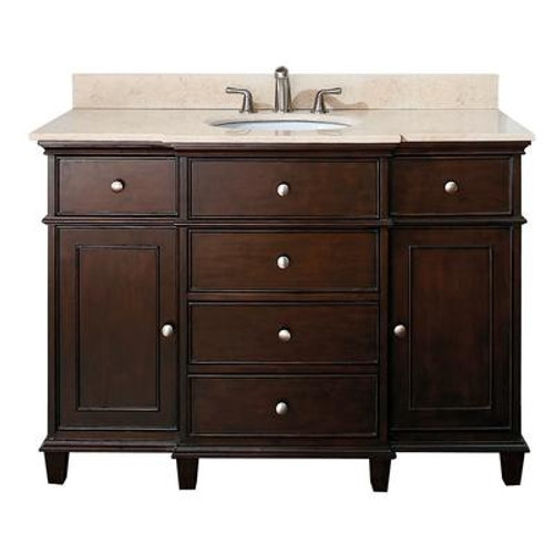 Windsor 48 Inch Vanity Only in Walnut Finish (Faucet not included)