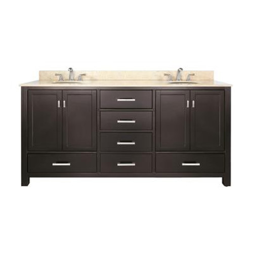 Modero 72 Inch Vanity with Galala Beige Marble Top And Double Sinks in Espresso Finish (Faucet not included)