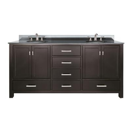 Modero 72 Inch Vanity with Black Granite Marble Top And Double Sinks in Espresso Finish (Faucet not included)