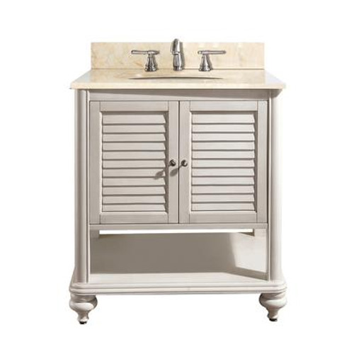 Tropica 24 Inch Vanity with Galala Beige Marble Top And Sink in Antique White Finish (Faucet not included)