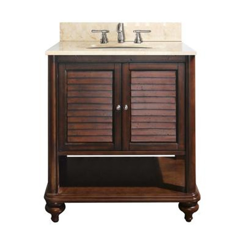 Tropica 24 Inch Vanity with Galala Beige Marble Top And Sink in Antique Brown Finish (Faucet not included)