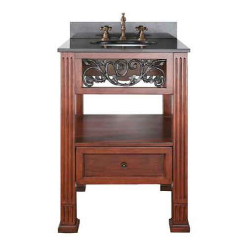 Napa 24 Inch Vanity with Black Granite Top And Sink in Dark Cherry Finish (Faucet not included)