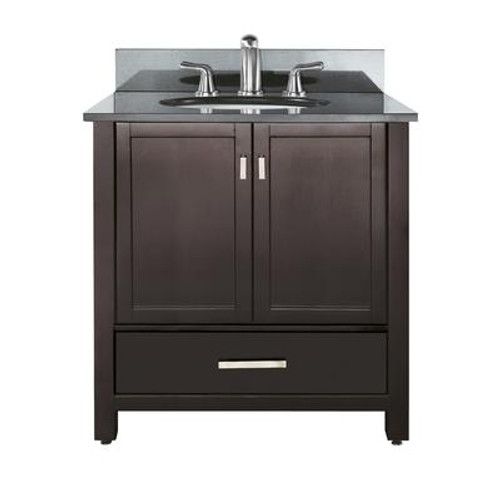 Modero 36 Inch Vanity with Black Granite Marble Top And Sink in Espresso Finish (Faucet not included)