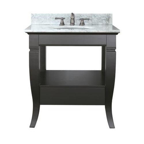 Milano 30 Inch Vanity with Carrera White Top And Sink in Black Finish (Faucet not included)