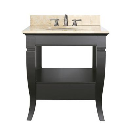 Milano 30 Inch Vanity with Galala Beige Marble Top And Sink in Black Finish (Faucet not included)