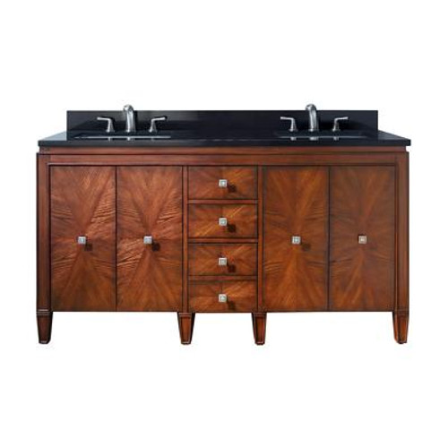 Brentwood 61 Inch Vanity with Black Granite Top in New Walnut Finish (Faucet not included)