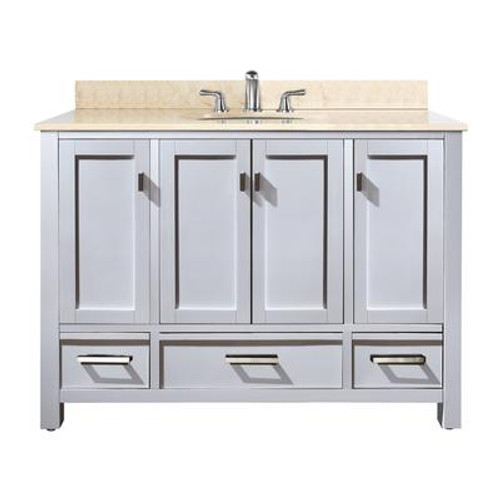 Modero 48 Inch Vanity with Galala Beige Marble Top And Sink in White Finish (Faucet not included)