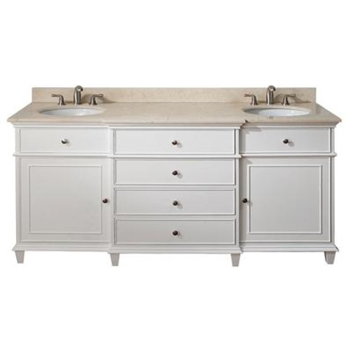 Windsor 72 Inch Vanity Only in White Finish (Faucet not included)
