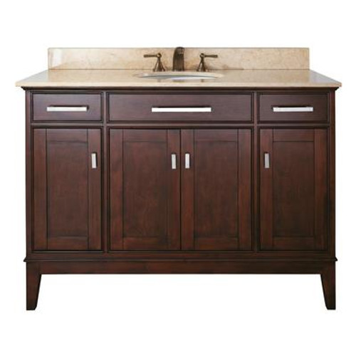 Madison 48 Inch Vanity with Beige Marble Top And Sink in Light Espresso Finish (Faucet not included)