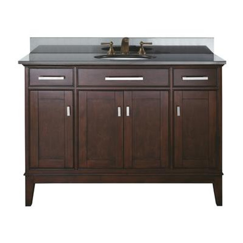 Madison 48 Inch Vanity with Black Granite Top And Sink in Light Espresso Finish (Faucet not included)