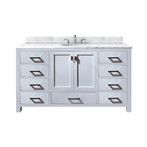 Modero 60 Inch Single Vanity Only in White Finish (Faucet not included)