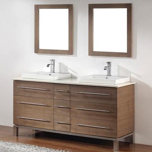 Ginza 63 Smoked Ash Vanity Ensemble with Mirror and Faucet