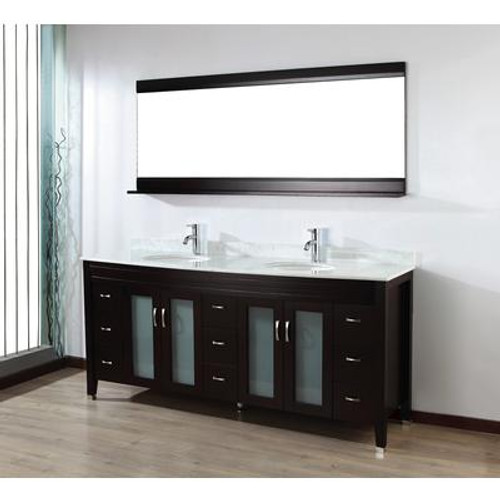 Alba 75 Chai Vanity Ensemble with Mirror and Faucets