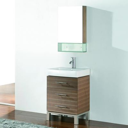 Ginza 22 Smoked Ash Vanity Ensemble with Mirror and Faucet