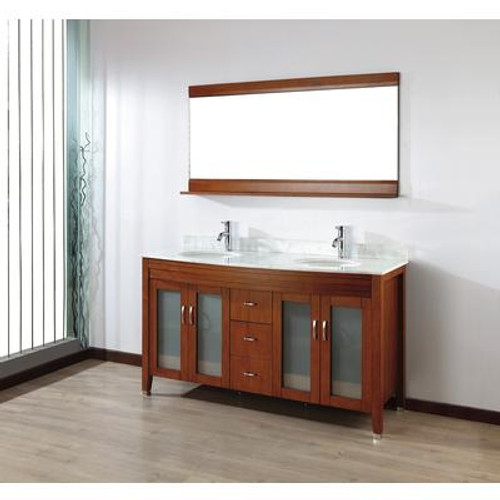 Alba 63 Classic Cherry Vanity Ensemble with Mirror and Faucets