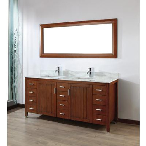 Jackie 72 Classic Cherry Vanity Ensemble with Mirror and Faucets