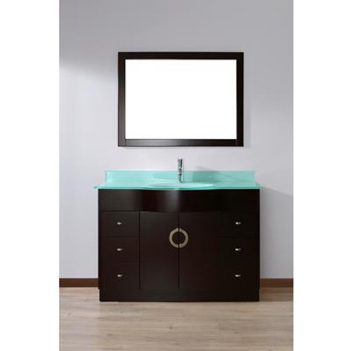 Zoe 48 Espresso / Glass Vanity Ensemble with Mirror and Faucet