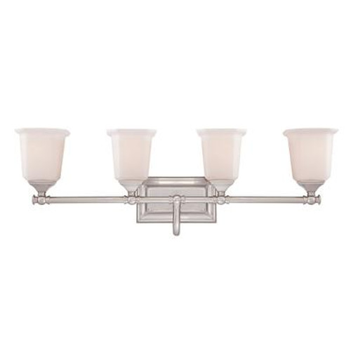 Monroe 4 Light Brushed Nickel Incandescent Vanity with an Opal Etched Shade