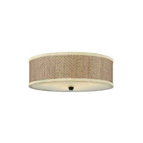 Monroe 3 Light Mystic Black Incandescent Flush Mount with a Rattan  Shade