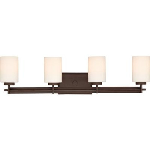 Monroe 4 Light Western Bronze Incandescent Vanity with an Opal Etched Shade