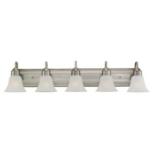 5 Light Antique Brushed Nickel Incandescent Bathroom Vanity