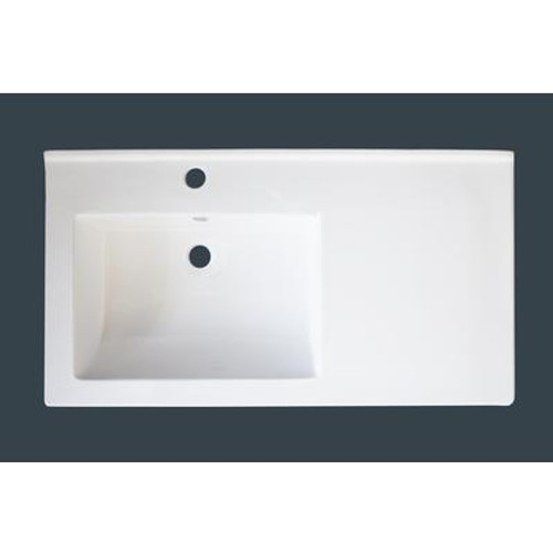 34 Inch x 18 Inch White Ceramic Top with Single Hole