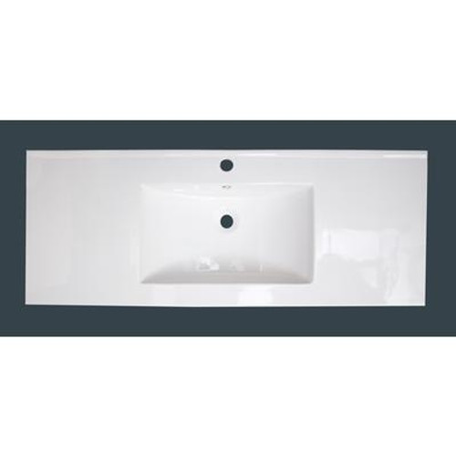 48 Inch x 18 Inch White Ceramic Top with Single Hole