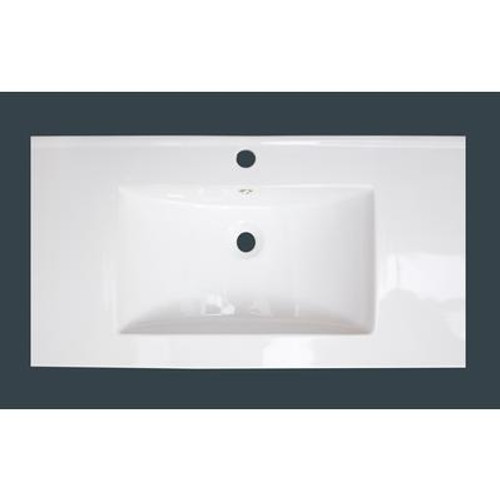 36 Inch x 20 Inch White Ceramic Top with Single Hole