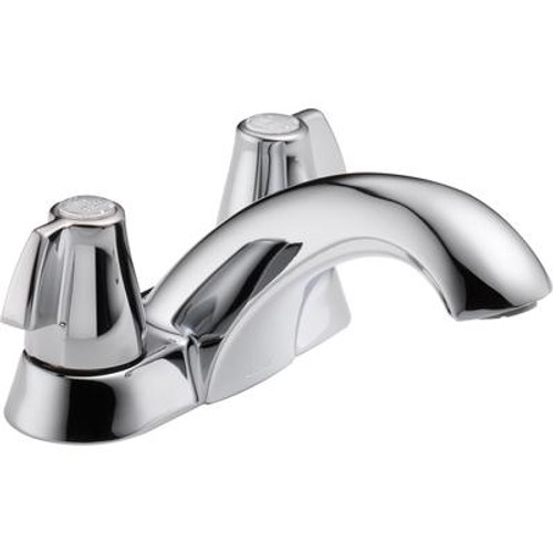 Classic 4 Inch 2-Handle Mid-Arc Bathroom Faucet in Chrome Less Pop-up Assembly