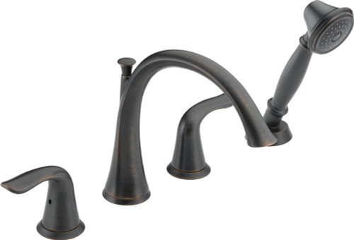 Lahara 2-Handle Roman Tub with Handshower Trim Kit Only in Venetian Bronze (Valve not included)