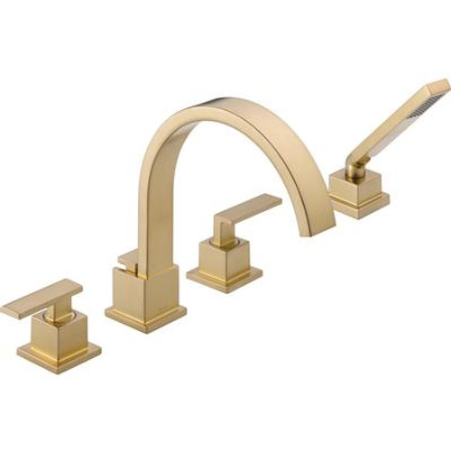 Vero 2-Handle Roman Tub with Handshower Trim Kit Only in Champagne Bronze (Valve not included)