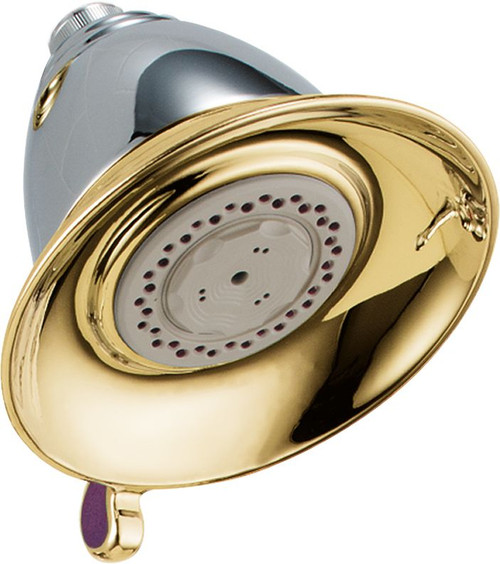 Victorian 3-Spray 5-1/2 Inch Touch-Clean Showerhead in Chrome/Polished Brass