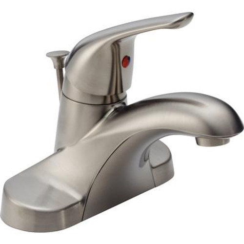 Foundations 4 Inch Single-Handle Low-Arc Bathroom Faucet in Stainless