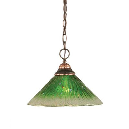 Concord 1 Light Ceiling Black Copper Incandescent Pendant with a Green Crystal Glass