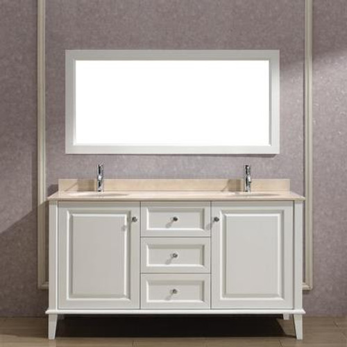 Lily 63 White / Beige Ensemble with Mirror and Faucets